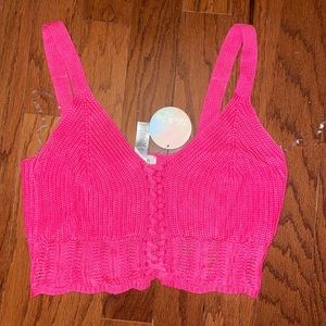 NWT hot‎ pink knit crop top
